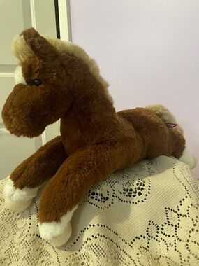 Plush Brown and white  Horse Stuffed Animal - vintage